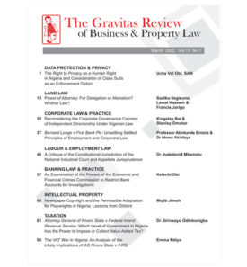 The Gravitas Review of Business & Property Law Vol.13 No.1