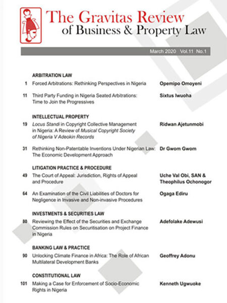 The Gravitas Review of Business & Property Law Vol.11 No.1