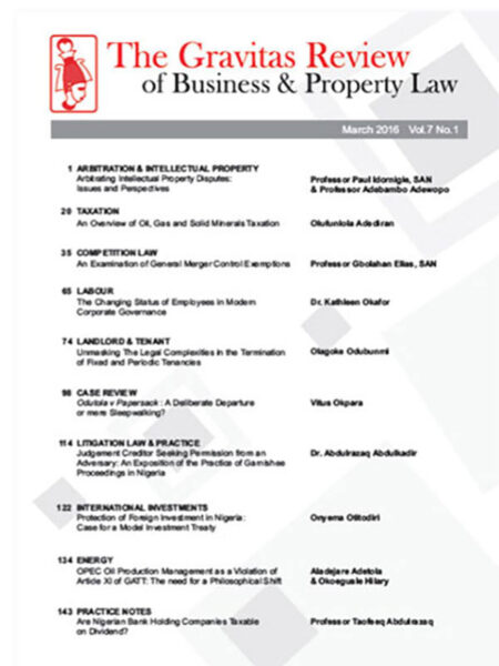 The Gravitas Review of Business & Property Law Vol.7 No.1