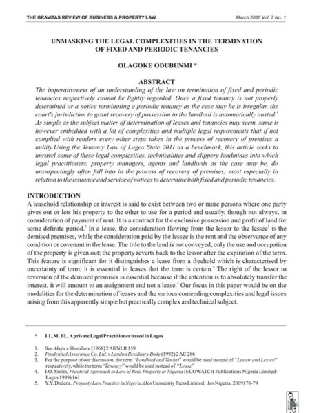 Unmasking the Legal Complications in the Termination of Fixed and Periodic Tenancies