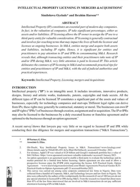 Intellectual Property Licensing in Mergers and Acquisitions