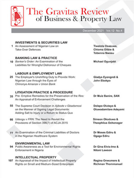 The Gravitas Review of Business & Property Law Vol.12 No.4