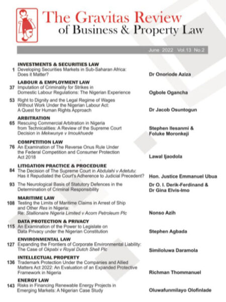 The Gravitas Review of Business & Property Law Vol.13 No.2