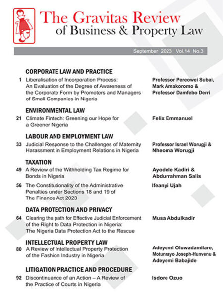 The Gravitas Review of Business & Property Law Vol.14 No.3