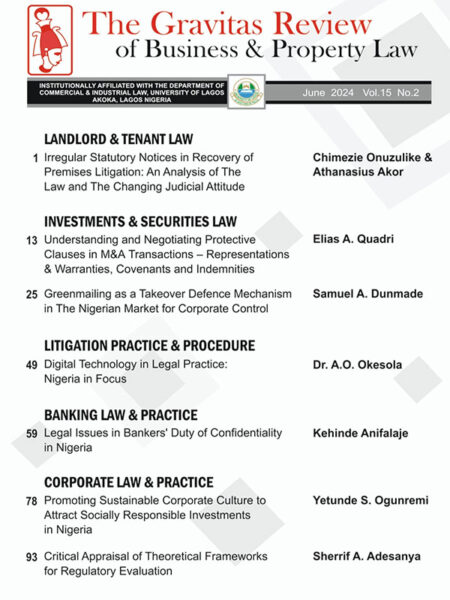 The Gravitas Review of Business & Property Law Vol.15 No.2