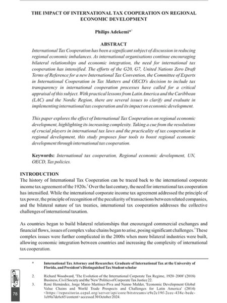 The Impact of International Tax Cooperation on Regional Economic Development