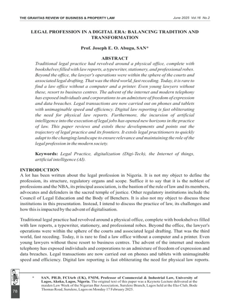 Legal Profession in a Digital Era: Balancing Tradition and Transformation
