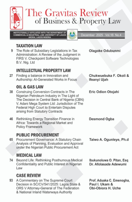 The Gravitas Review of Business & Property Law Vol.16 No.4